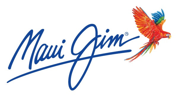 Maui Jim Logo - Blue letters with colourful Tropical bird (Macaw).