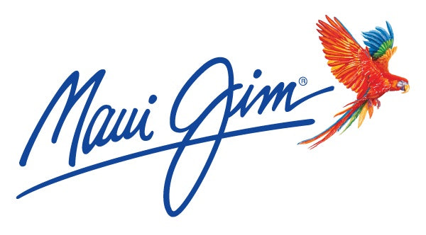 Maui Jim Logo - Blue letters with colourful tropical bird (Macaw).